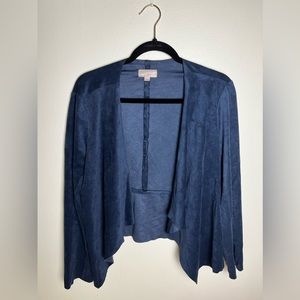 Loft Women’s Blue Faux Suede Open Front Jacket 8